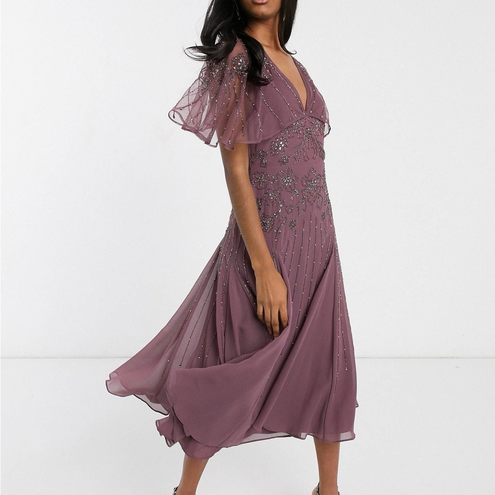 ASOS Mauve Beaded Midi Dress